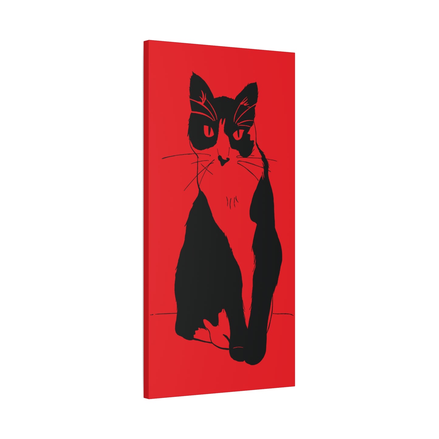 Cat Canvas Print on Red (Transparent Style Cat) - Cat Drawing Art