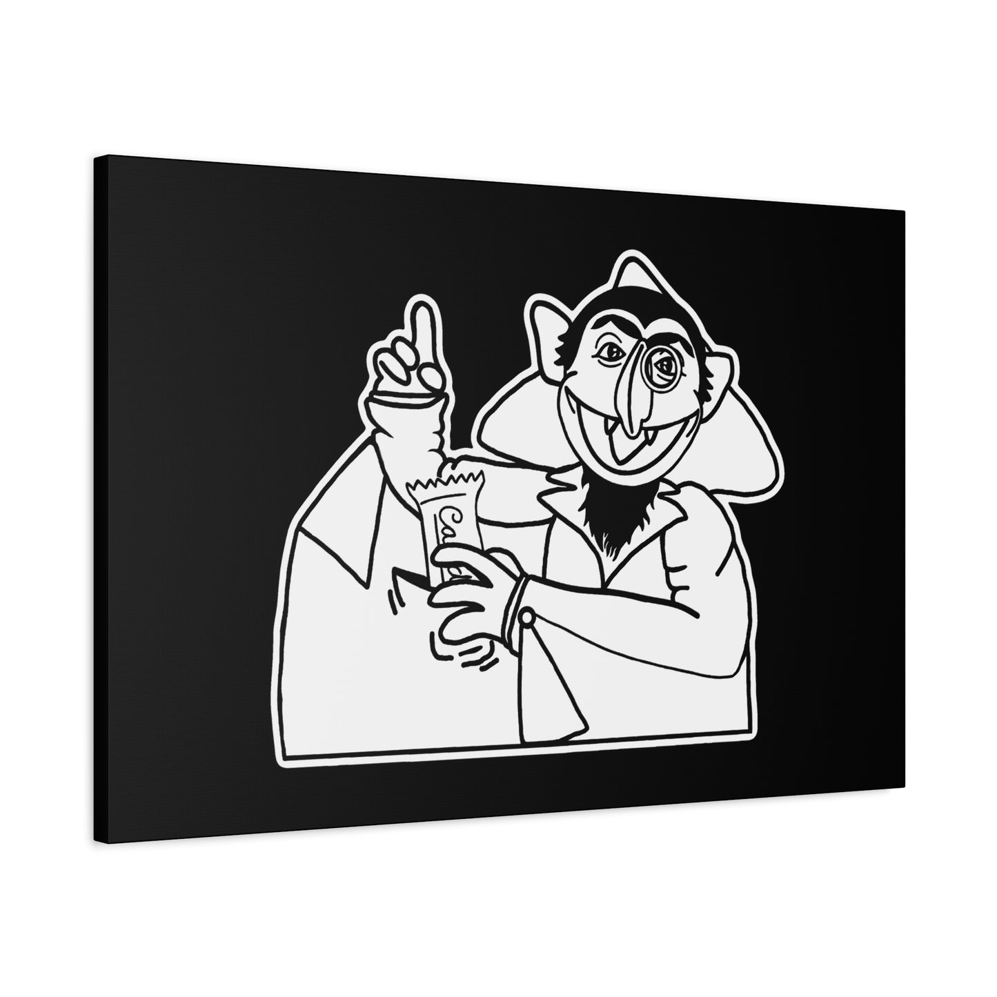 The Count Stealing Candy Outline Canvas Print Black - Sesame Street The Count Parody Canvas Art