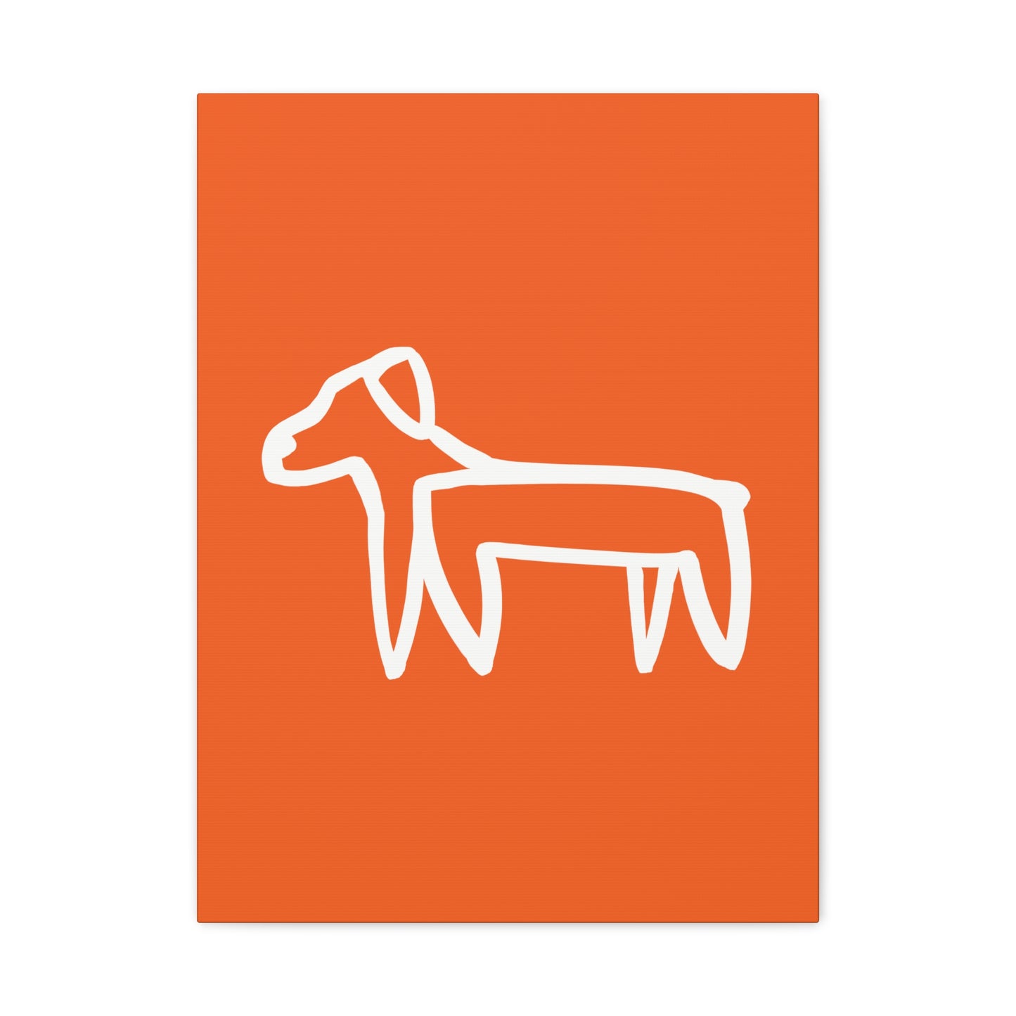 Dog Canvas Print on Orange (Transparent Style White Dog) - Dog Art Print