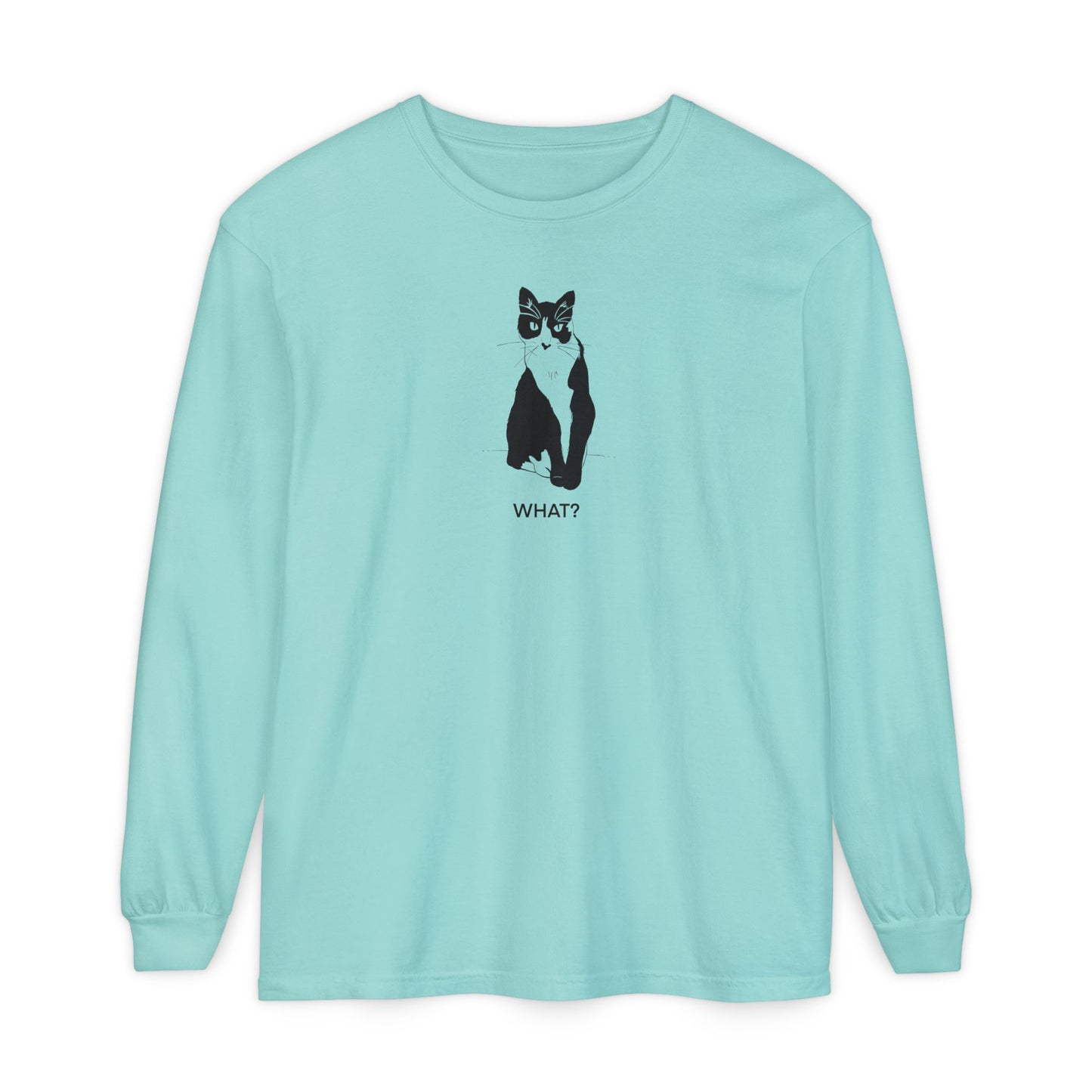 Cattitude Long Sleeve Tee (Transparent Style Cat) - Cat What Shirt