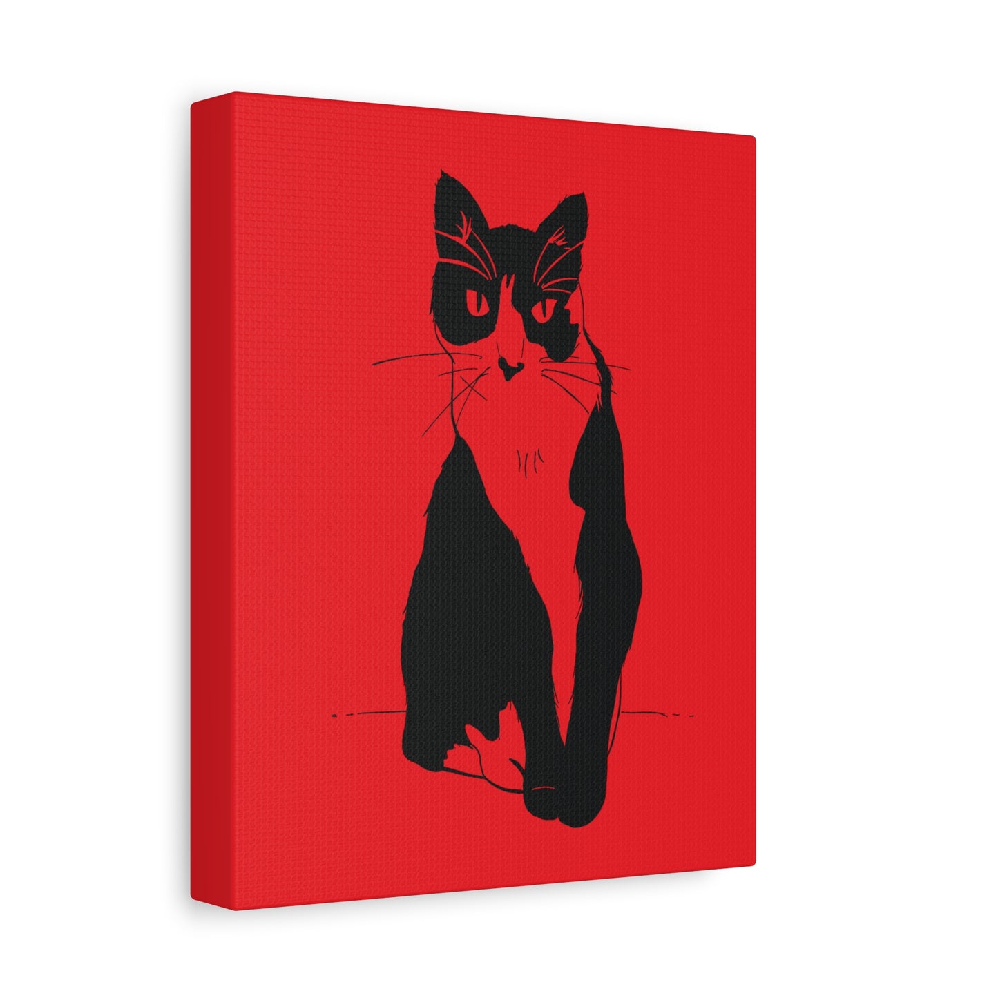 Cat Canvas Print on Red (Transparent Style Cat) - Cat Drawing Art
