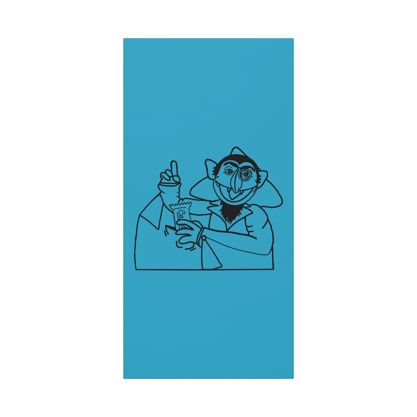 The Count Stealing Candy Outline Canvas Print Turquoise - Sesame Street The Count Art Print