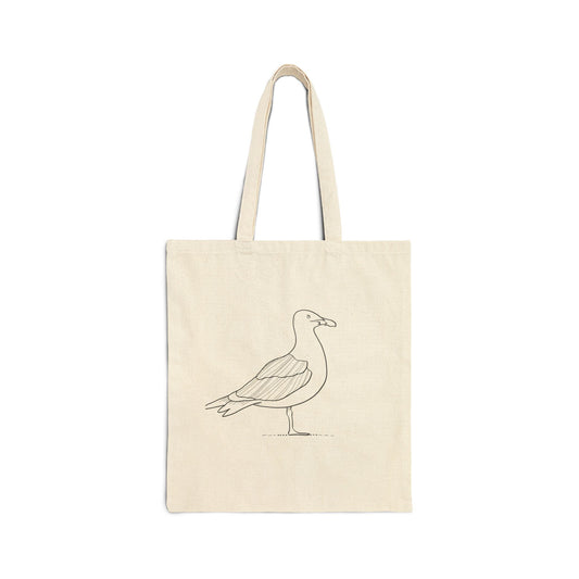 Seagull Canvas Tote Bag - Seagull Drawing Beachy Canvas Bag