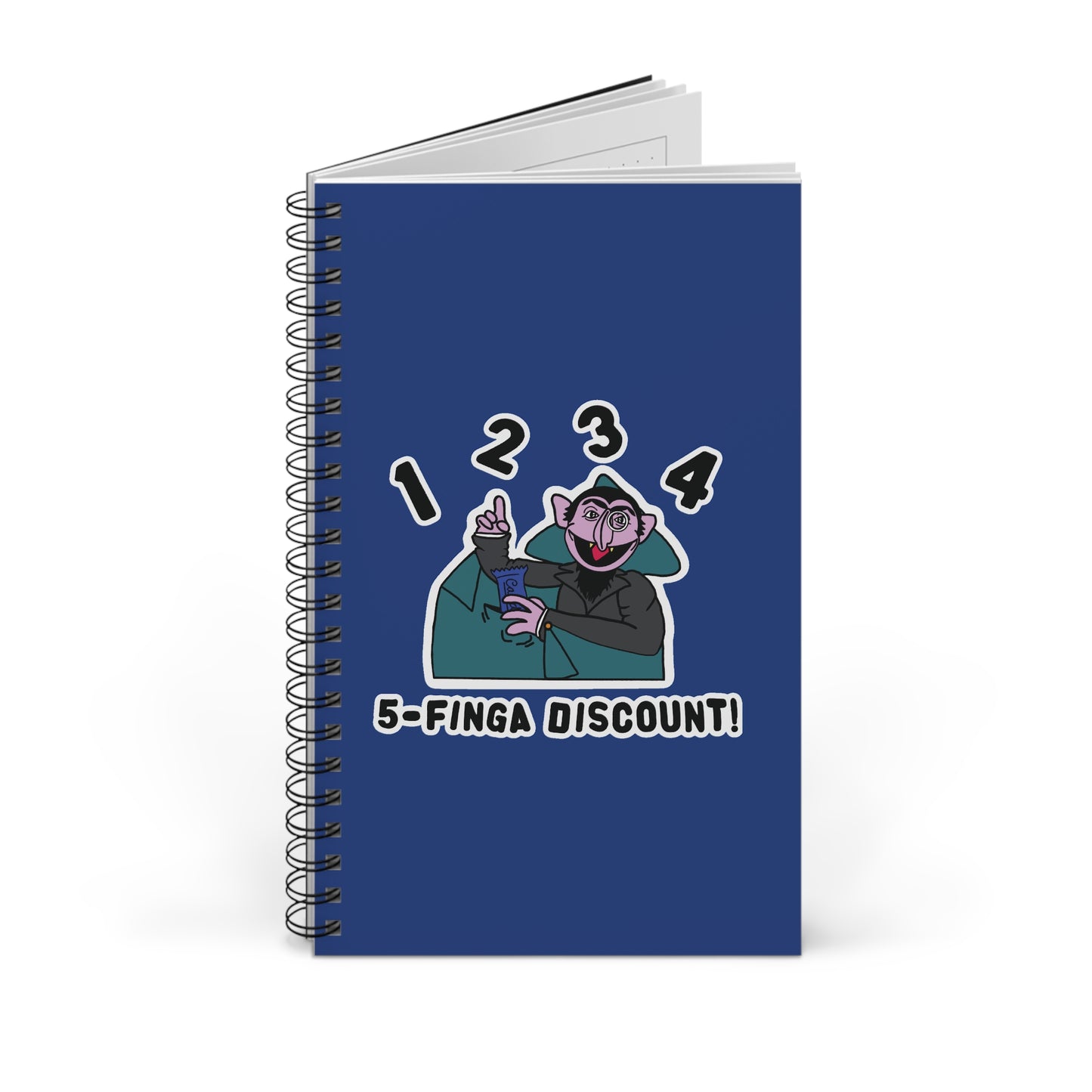 Five Finger Discount Notebook Dark Blue - Sesame Street The Count Parody Spiral Notebook