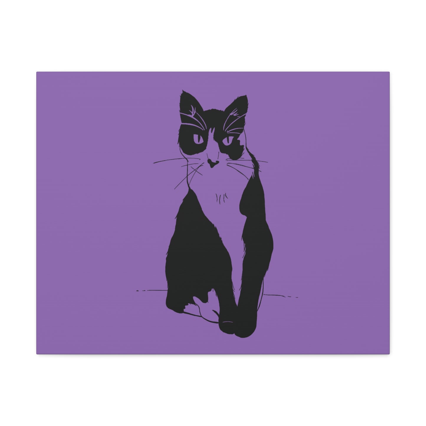 Cat Canvas Print on Purple (Transparent Style Cat) - Cat Drawing Art