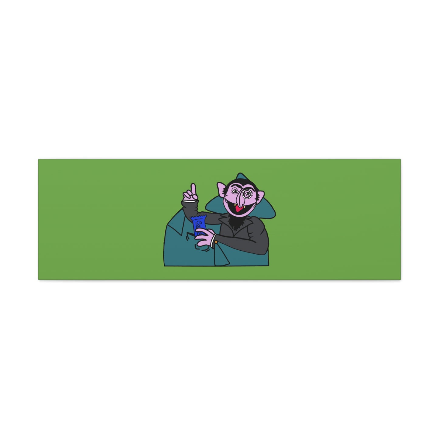 The Count Stealing Candy Canvas Print Green - Sesame Street The Count Parody Art