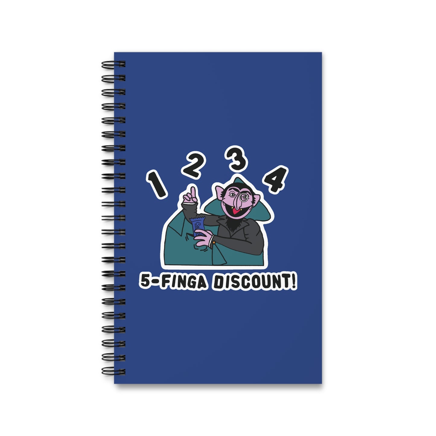 Five Finger Discount Notebook Dark Blue - Sesame Street The Count Parody Spiral Notebook