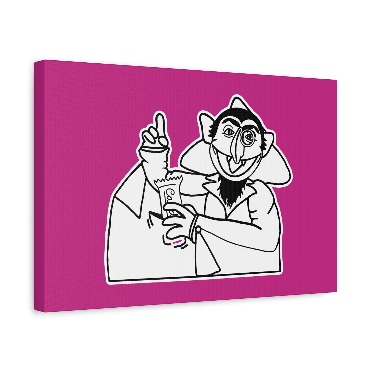 The Count Stealing Candy Outline Canvas Print Pink - Sesame Street The Count Parody Art