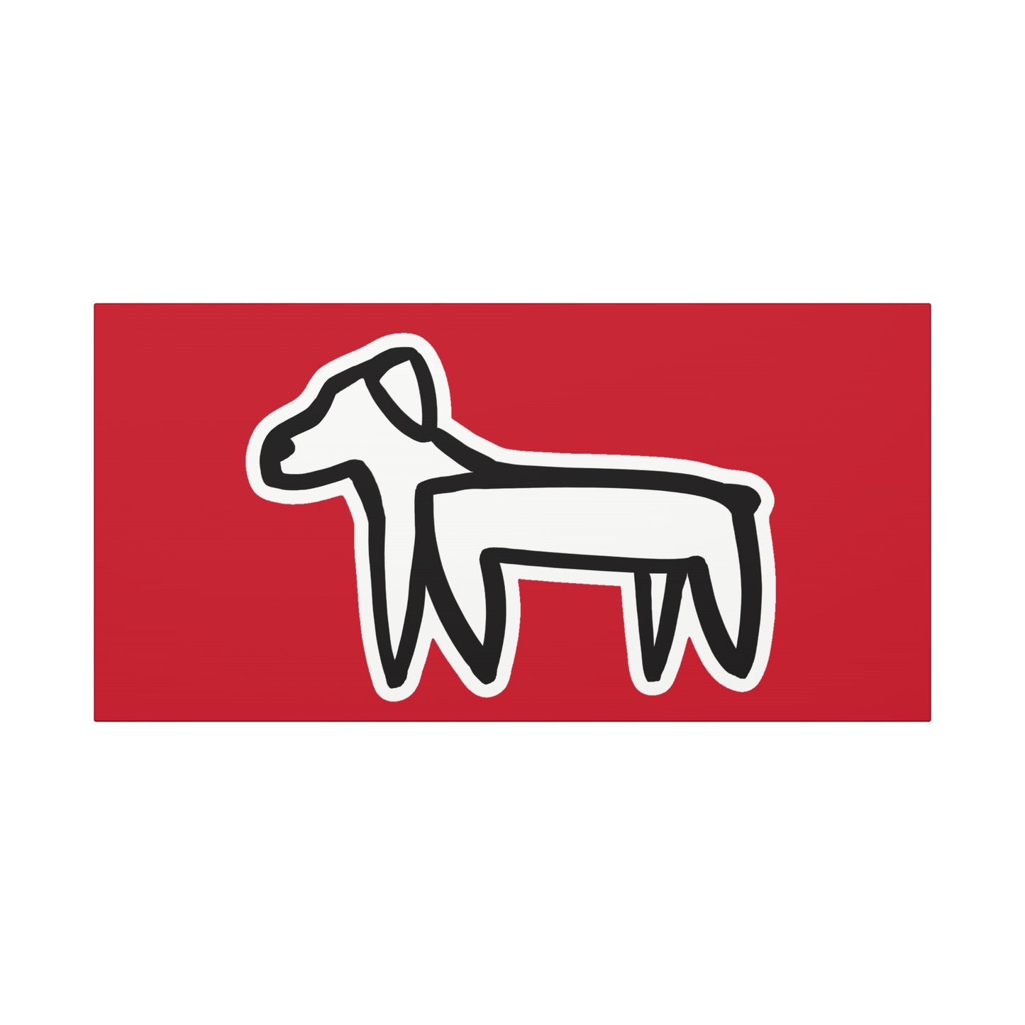 Dog Canvas Print on Red (Sticker Style White Dog) - Dog Art Print