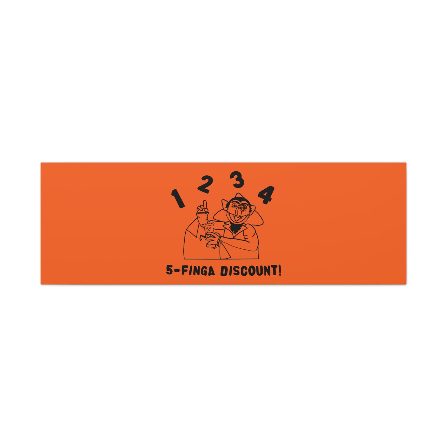 Five Finger Discount Outline Canvas Print Orange - Sesame Street The Count Parody Art Print
