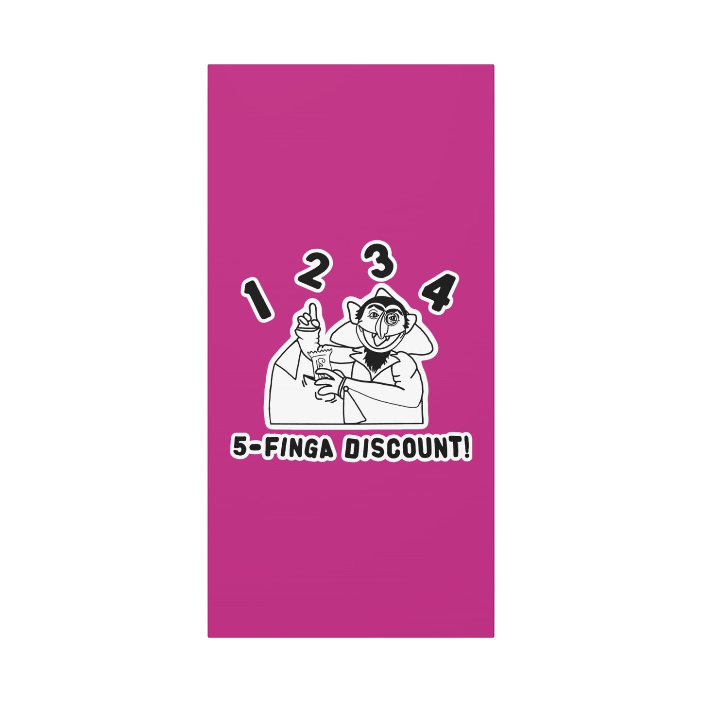 Five Finger Discount Outline Canvas Print Pink - Sesame Street The Count Parody Art Print