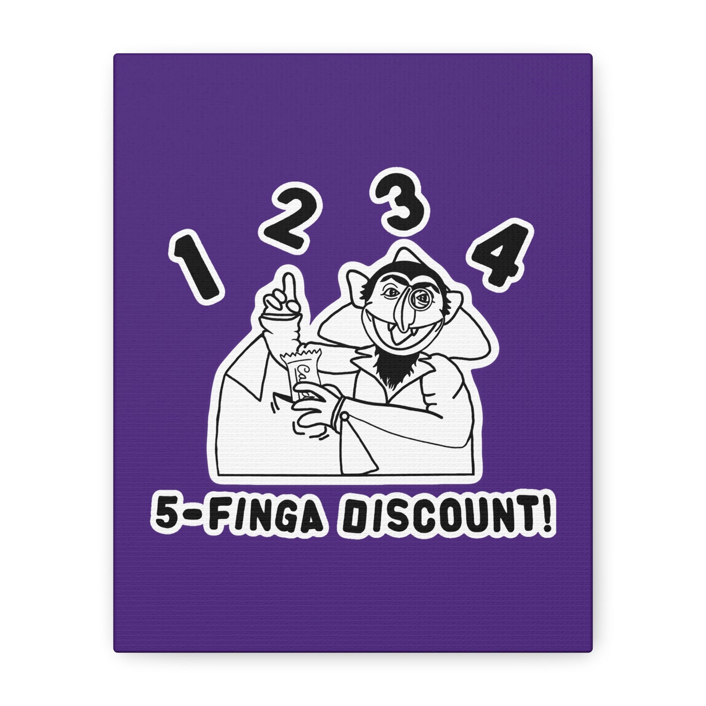 Five Finger Discount Outline Canvas Print Purple - Sesame Street The Count Parody Art Print