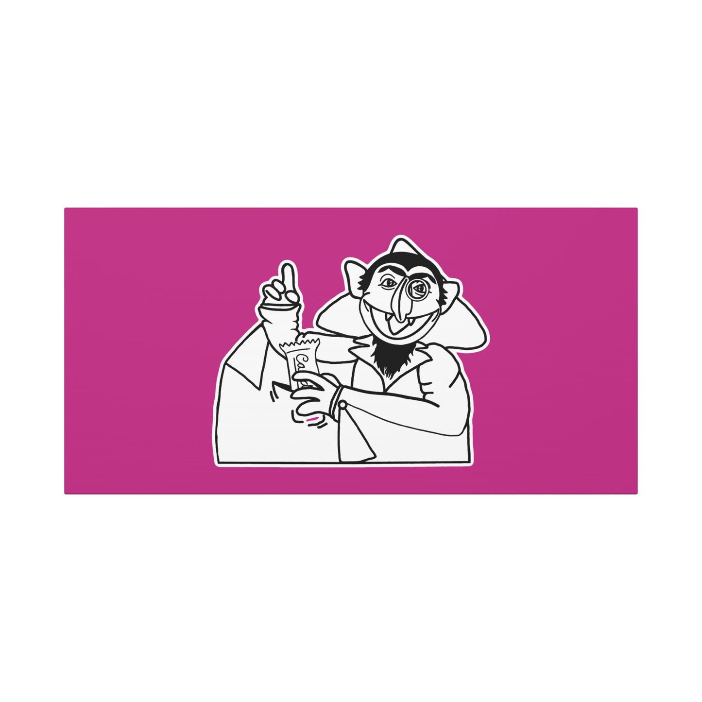 The Count Stealing Candy Outline Canvas Print Pink - Sesame Street The Count Parody Art