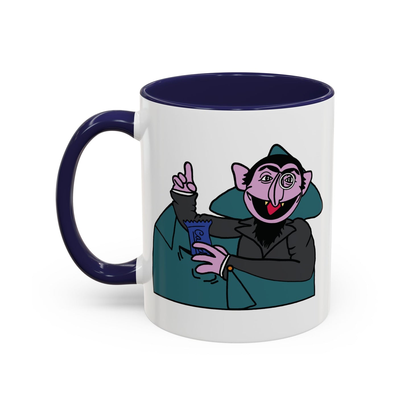 The Count Stealing Candy Accent Mug - Sesame Street The Count Parody Coffee Mug
