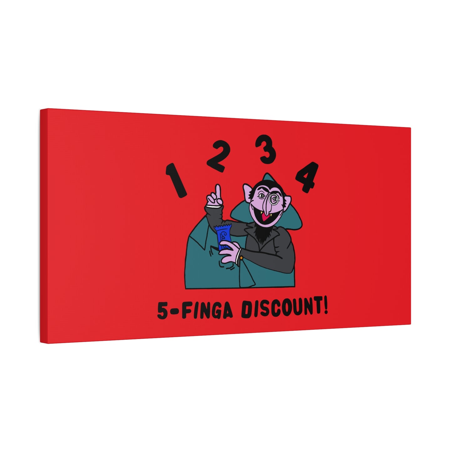 Five Finger Discount Canvas Print Red - Sesame Street The Count Parody Art Print