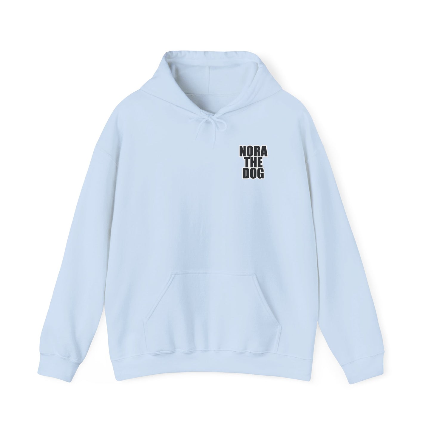 Nora the Dog Heart Hoodie Back Design (Sticker Style Nora) - Nora Hooded Sweatshirt