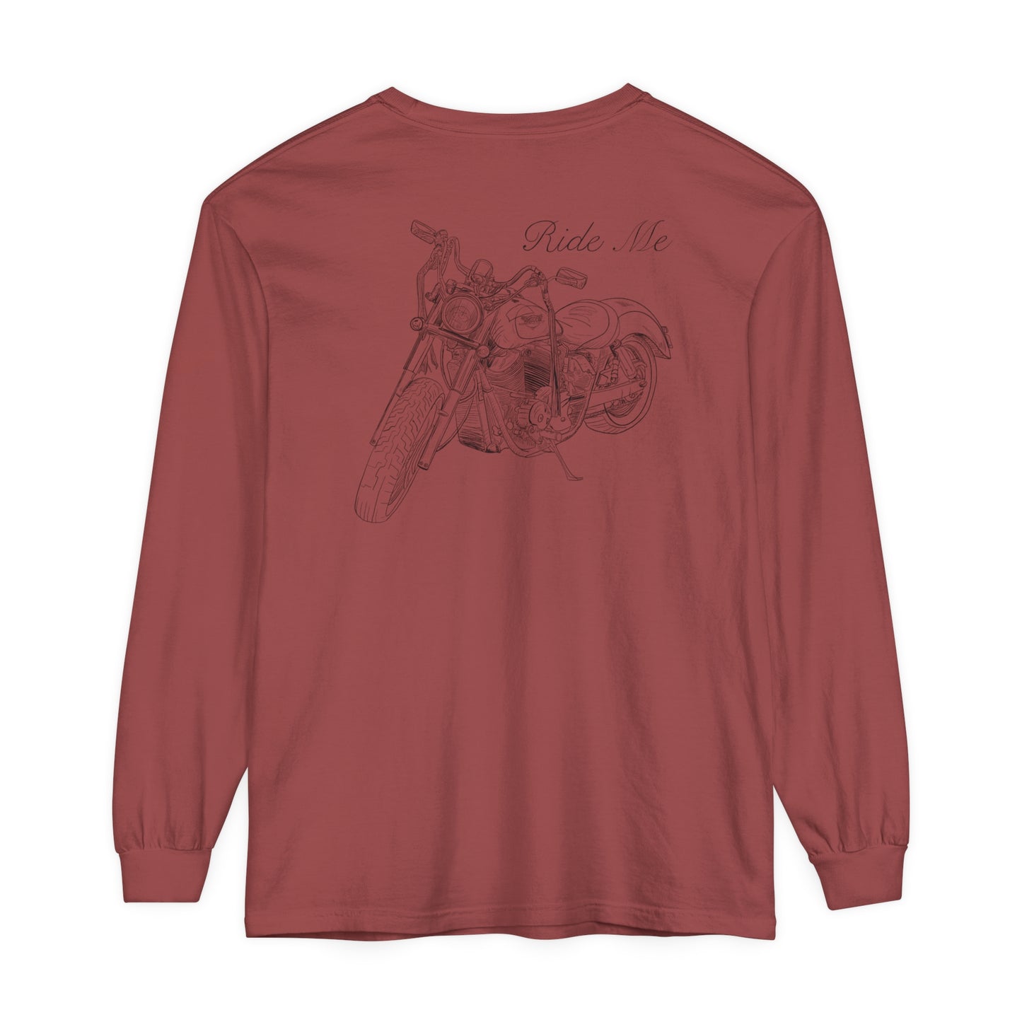Ride Me Motorcycle Long Sleeve Tee Back Design