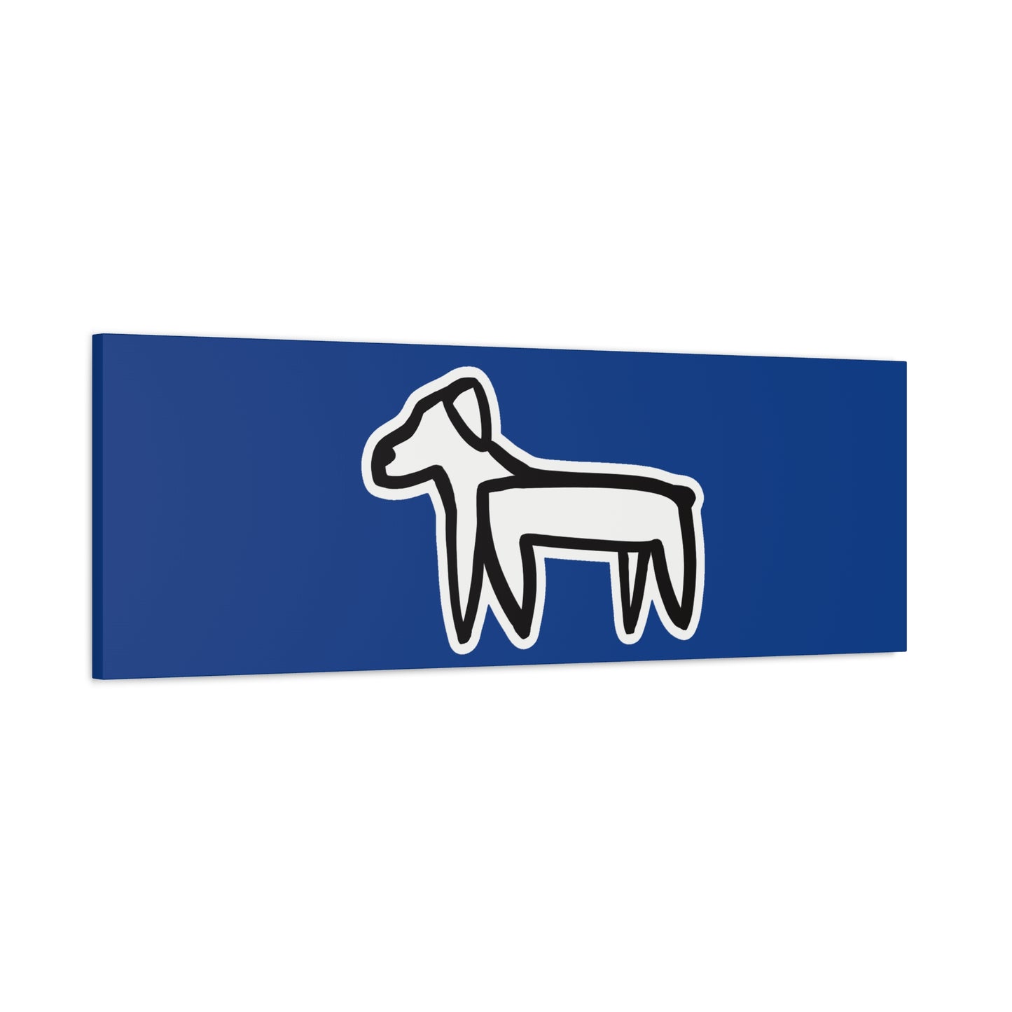 Dog Canvas Print on Blue (Sticker Style White Dog) - Dog Drawing Wall Art