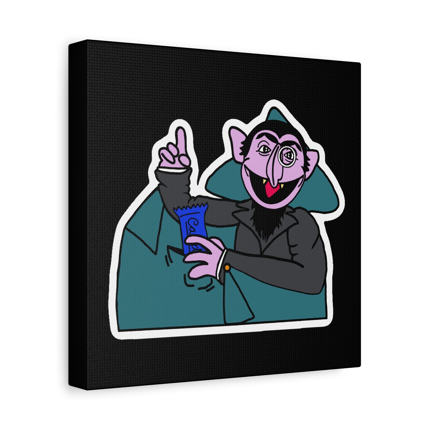 The Count Stealing Candy Canvas Print Black - Sesame Street The Count Parody Art