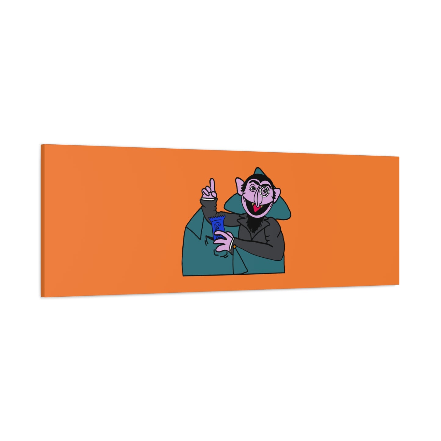 The Count Stealing Candy Canvas Print Orange - Sesame Street The Count Parody Art