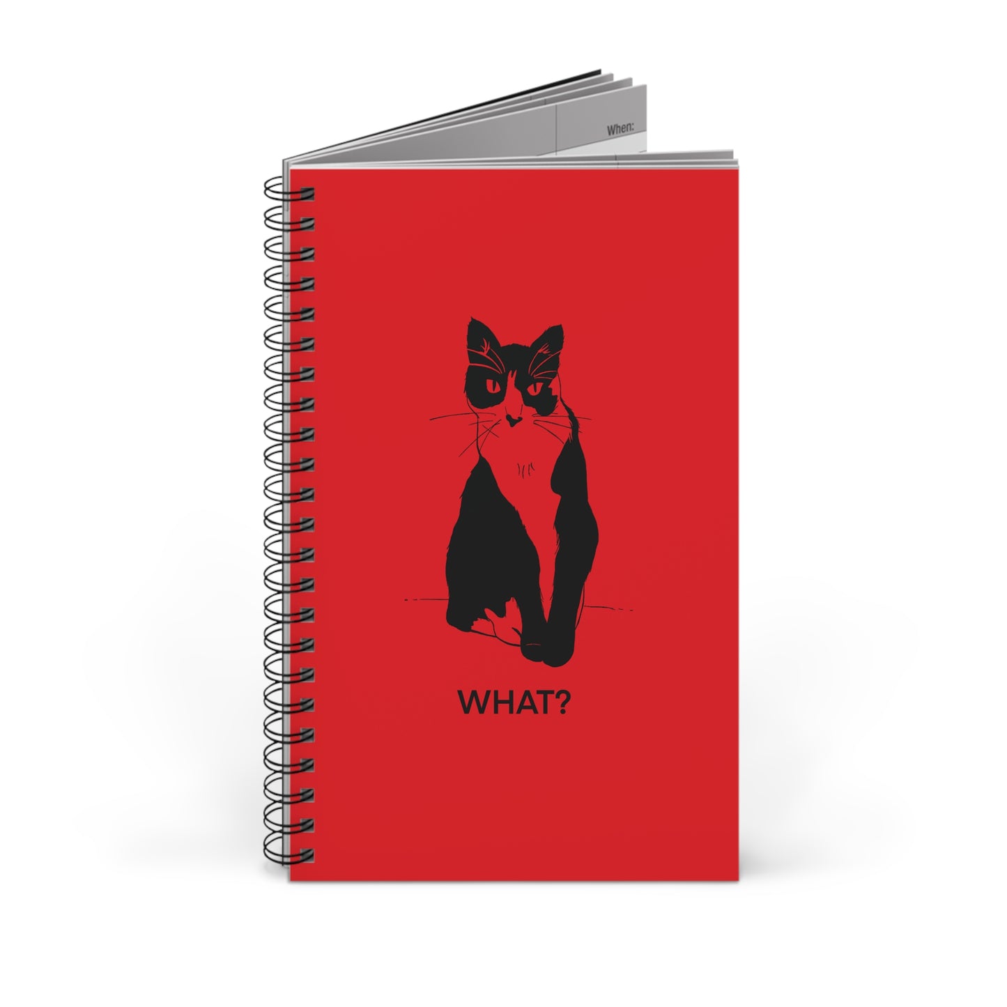 Cattitude Notebook in Red (Transparent Style Cat) - Cat Spiral Notebook