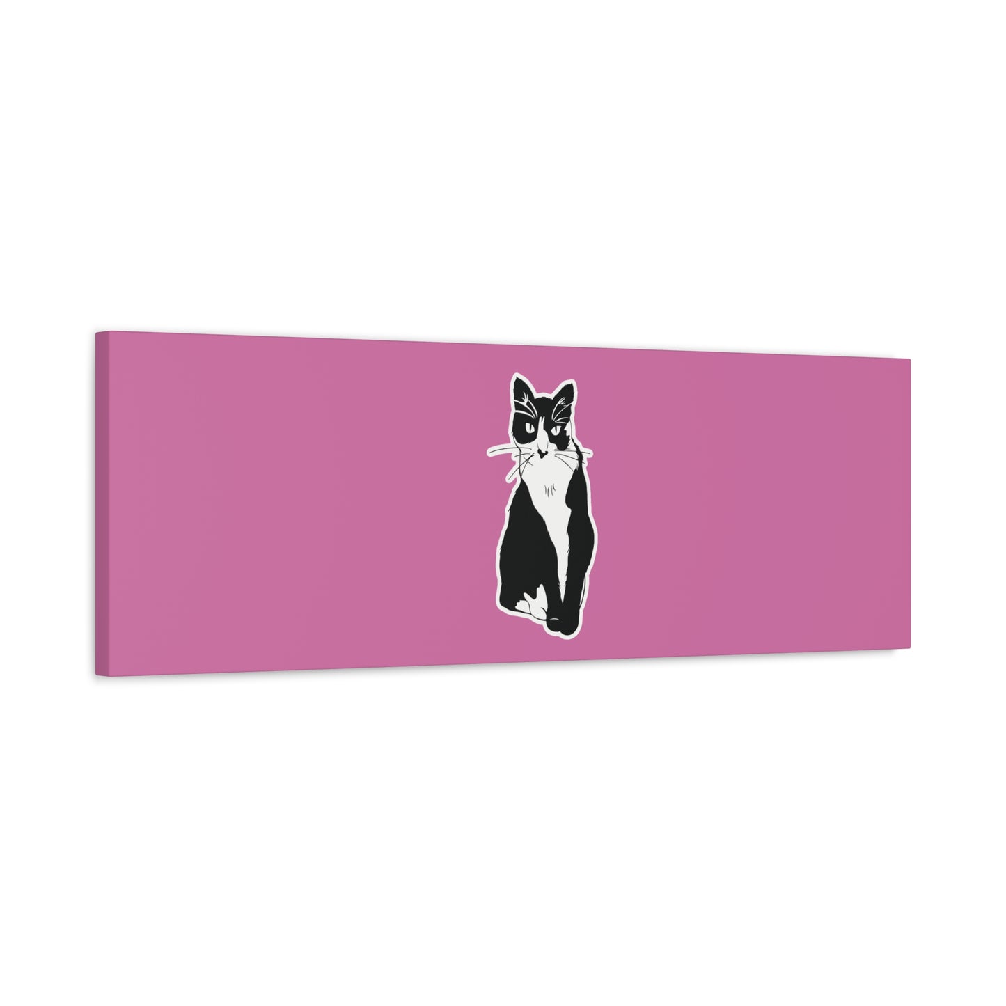 Cat Canvas on Light Pink (Sticker Style Cat) - Cat Drawing Art