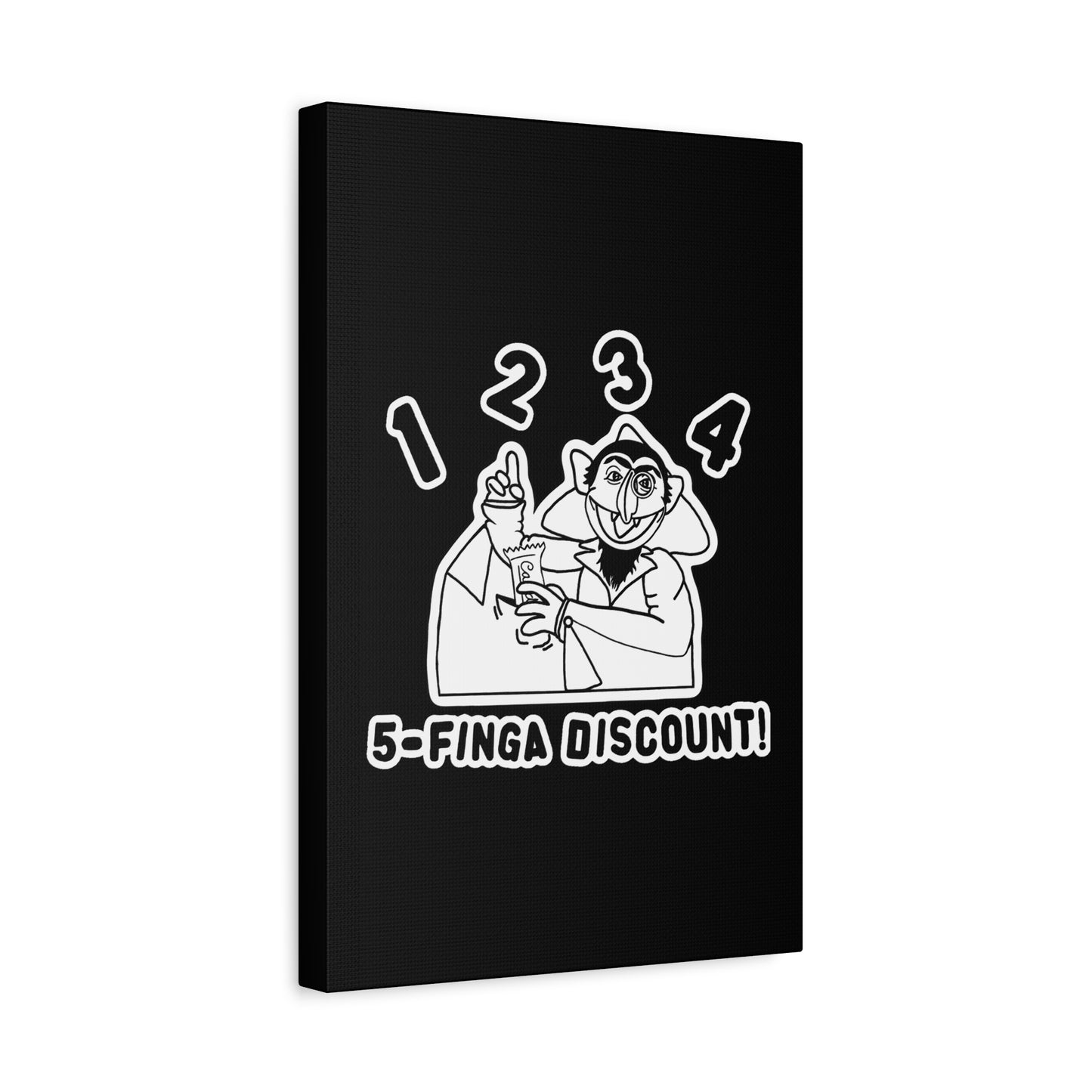 Five Finger Discount Outline Canvas Print Black - Sesame Street The Count Parody Art Print