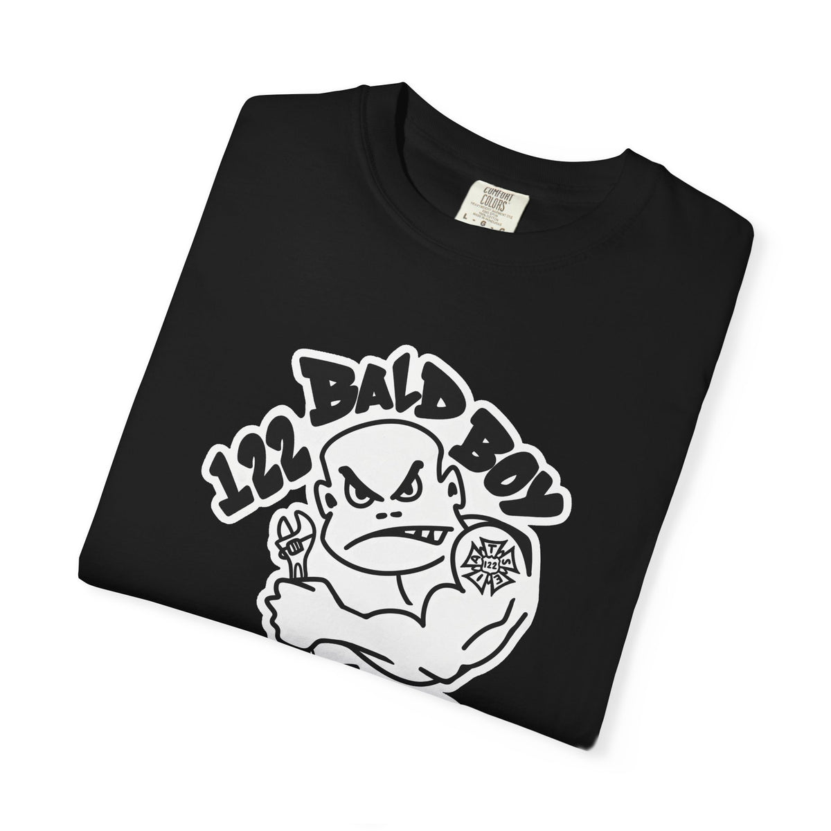 IATSE 122 Bald Boy Club T-Shirt Front Design - San Diego IATSE Local 122 Bald Boy Club Shirt - Bad Boy Club Parody Tee