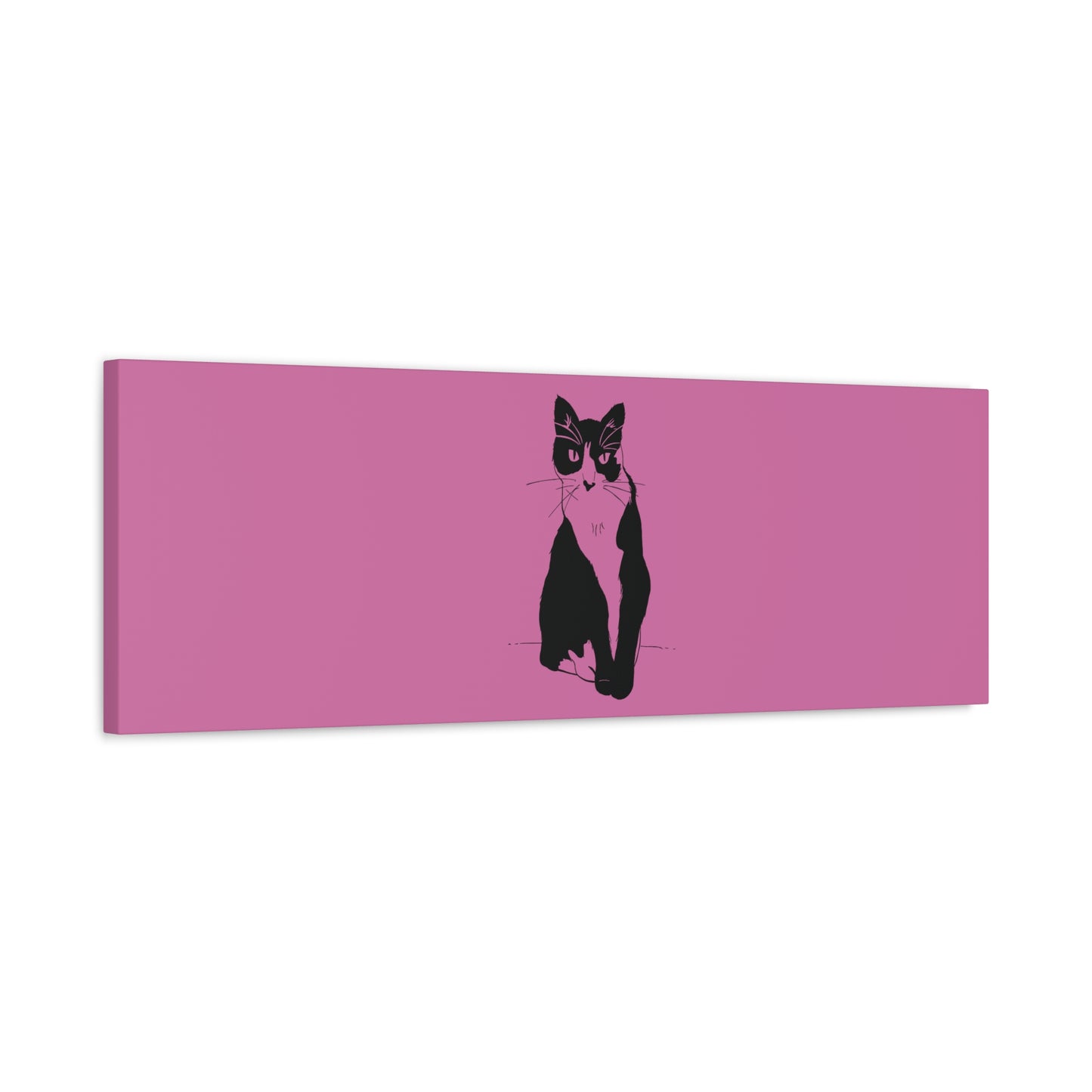 Cat Canvas Print on Pink (Transparent Style Cat) - Cat Drawing Art