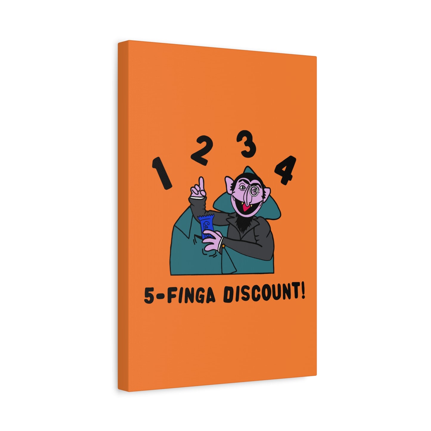 Five Finger Discount Canvas Print Light Orange - Sesame Street The Count Parody Art Print