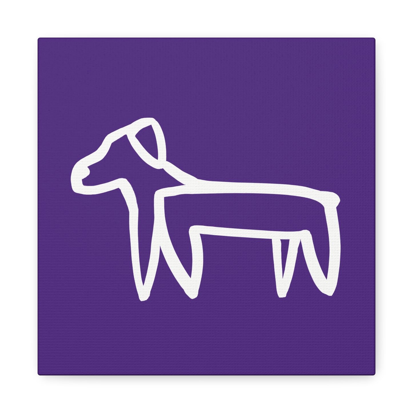 Dog Canvas Print on Purple (Transparent Style White Dog) - Dog Art Print