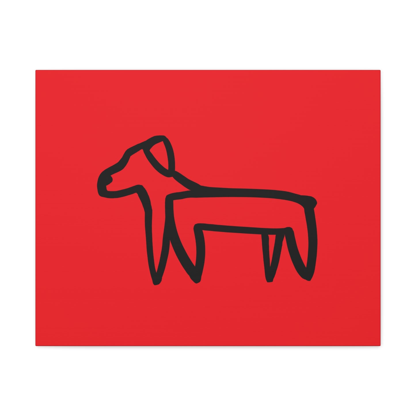 Dog Canvas Print on Red (Transparent Style Black Dog) - Dog Drawing Canvas