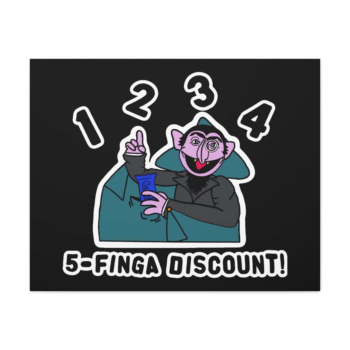 Five Finger Discount Canvas Print Black - Sesame Street The Count Parody Art Print
