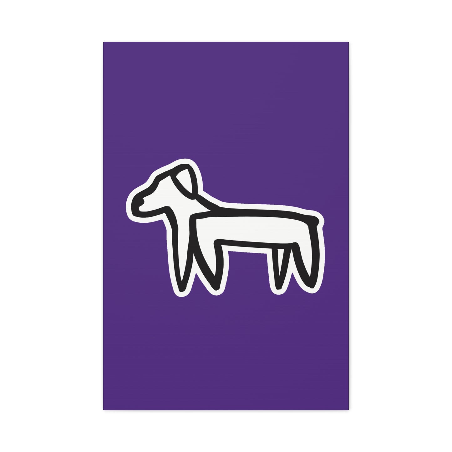 Dog Canvas Print on Purple (Sticker Style White Dog) - Dog Art Print