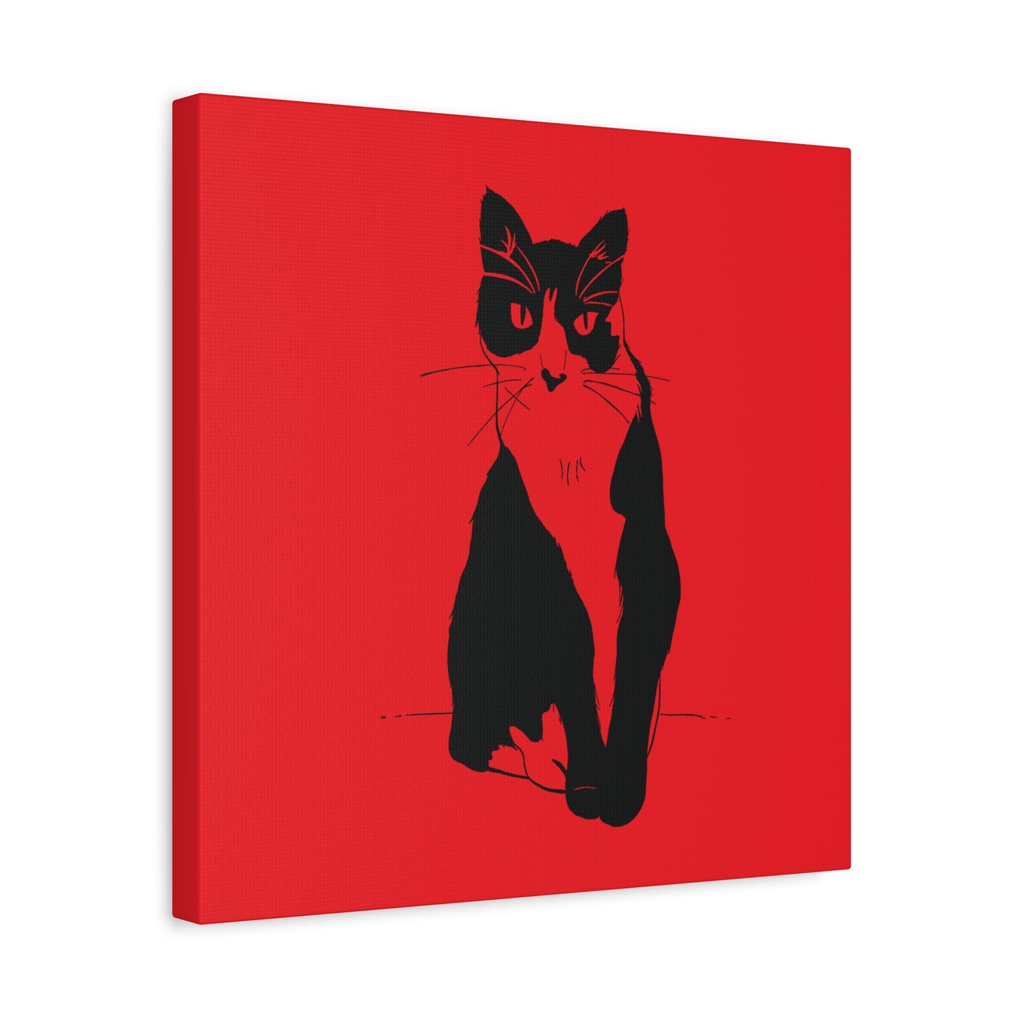 Cat Canvas Print on Red (Transparent Style Cat) - Cat Drawing Art