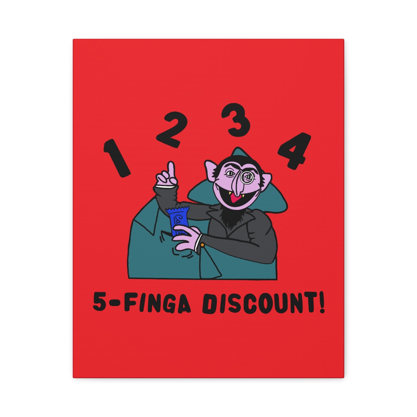 Five Finger Discount Canvas Print Red - Sesame Street The Count Parody Art Print
