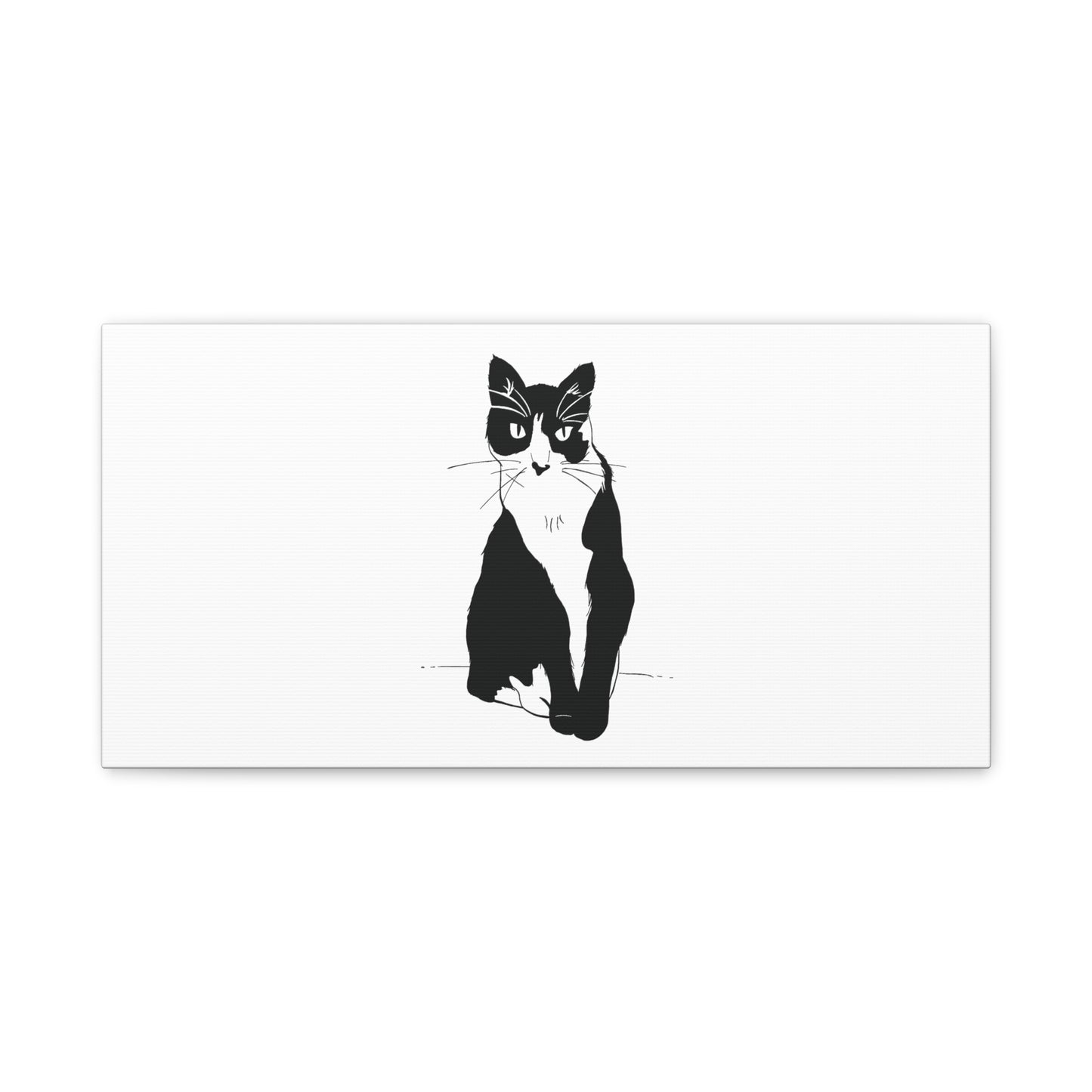 Cat Canvas Print on White (Transparent Style Cat) - Cat Drawing Art