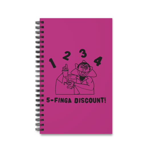 Five Finger Discount Outline Notebook Pink - Sesame Street The Count Parody Spiral Notebook
