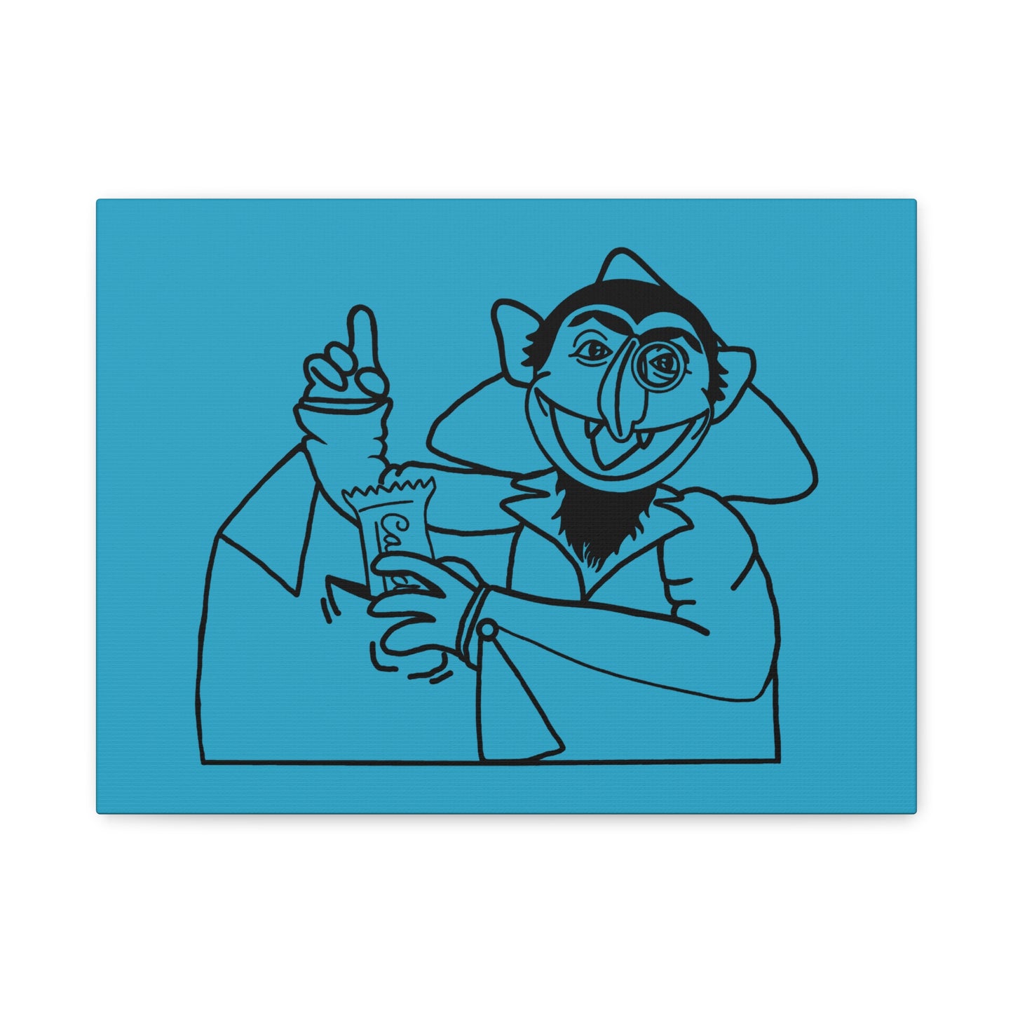 The Count Stealing Candy Outline Canvas Print Turquoise - Sesame Street The Count Art Print
