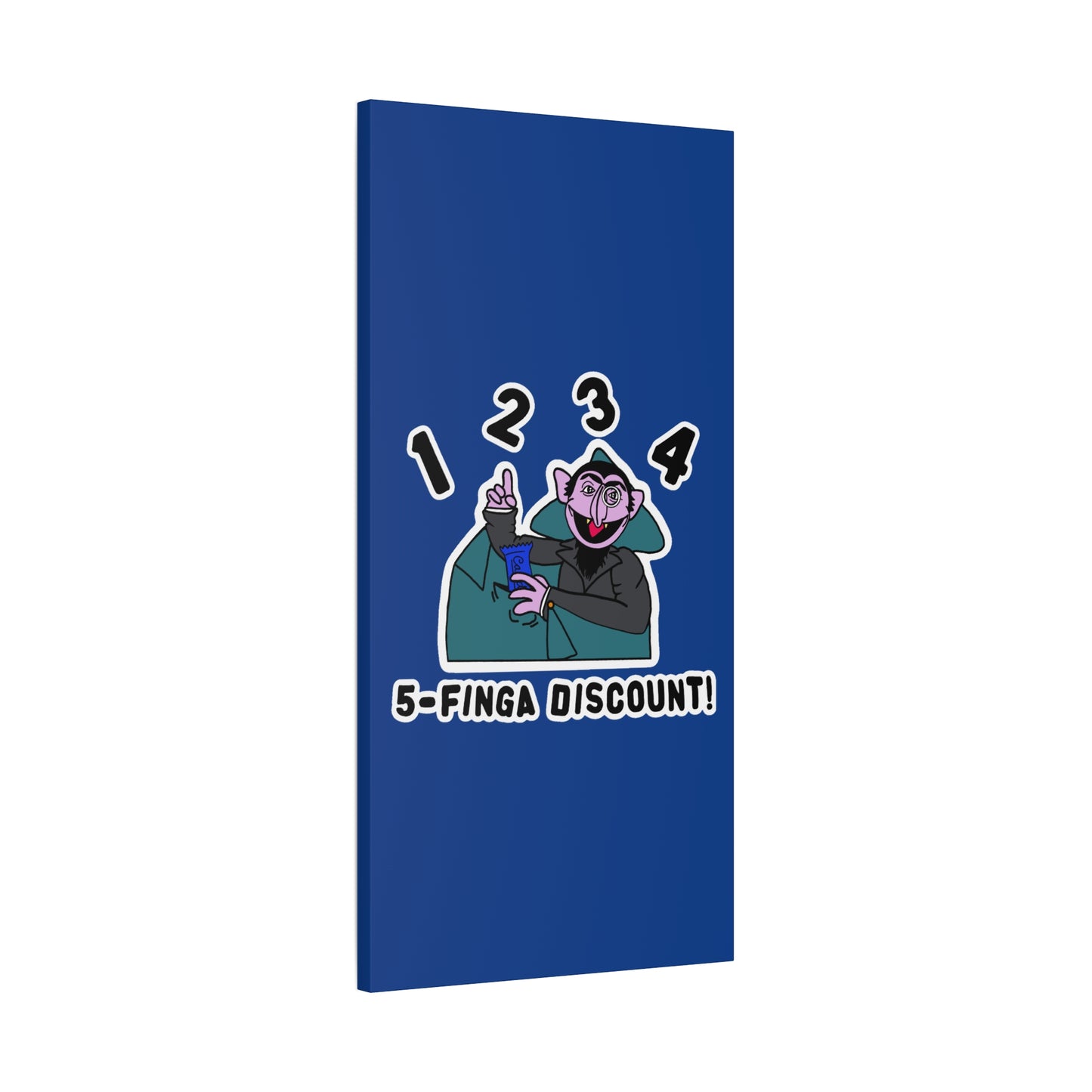 Five Finger Discount Canvas Print Dark Blue - Sesame Street The Count Parody Art Print