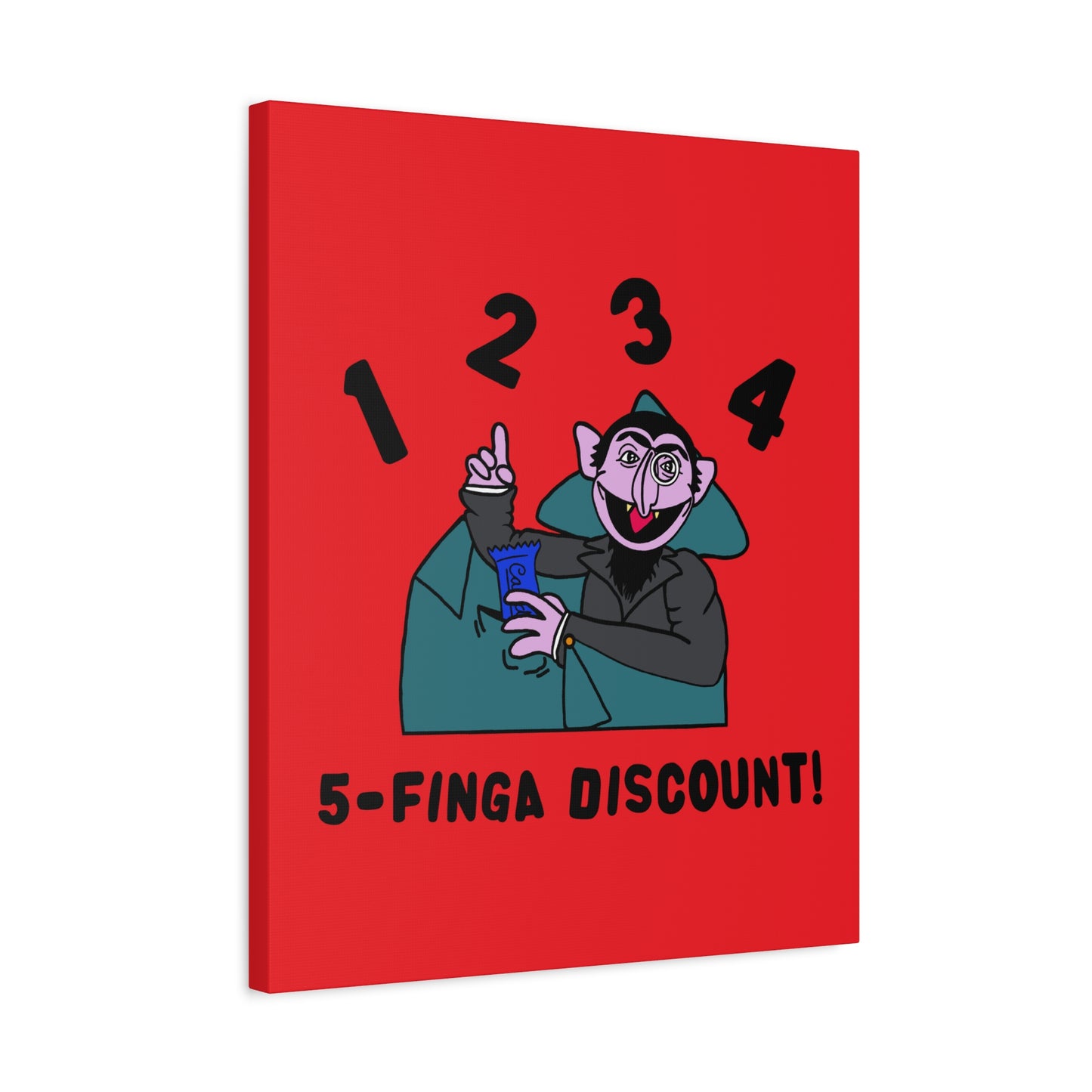 Five Finger Discount Canvas Print Red - Sesame Street The Count Parody Art Print