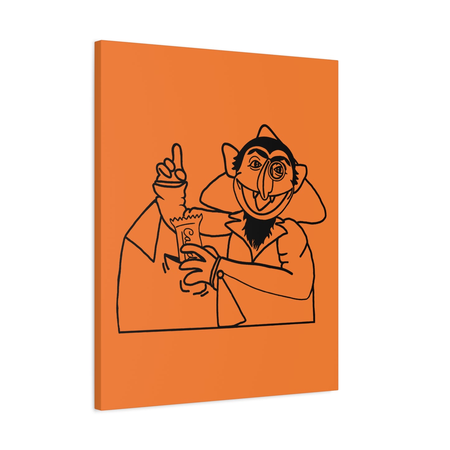 The Count Stealing Candy Outline Canvas Print Light Orange - Sesame Street The Count Parody Art