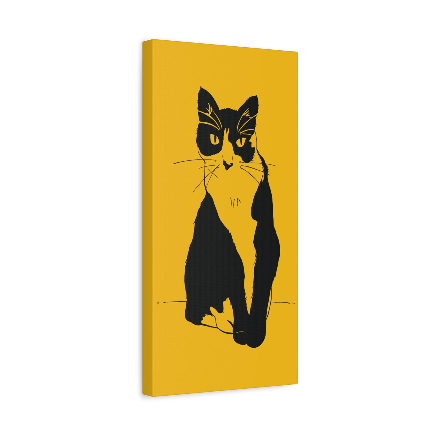 Cat Canvas Print on Yellow (Transparent Style Cat) - Cat Drawing Art