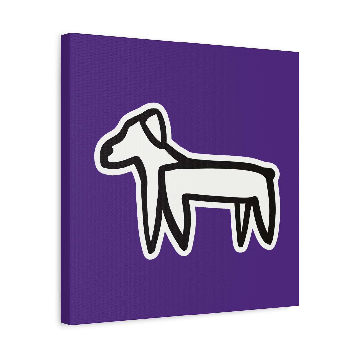Dog Canvas Print on Purple (Sticker Style White Dog) - Dog Art Print