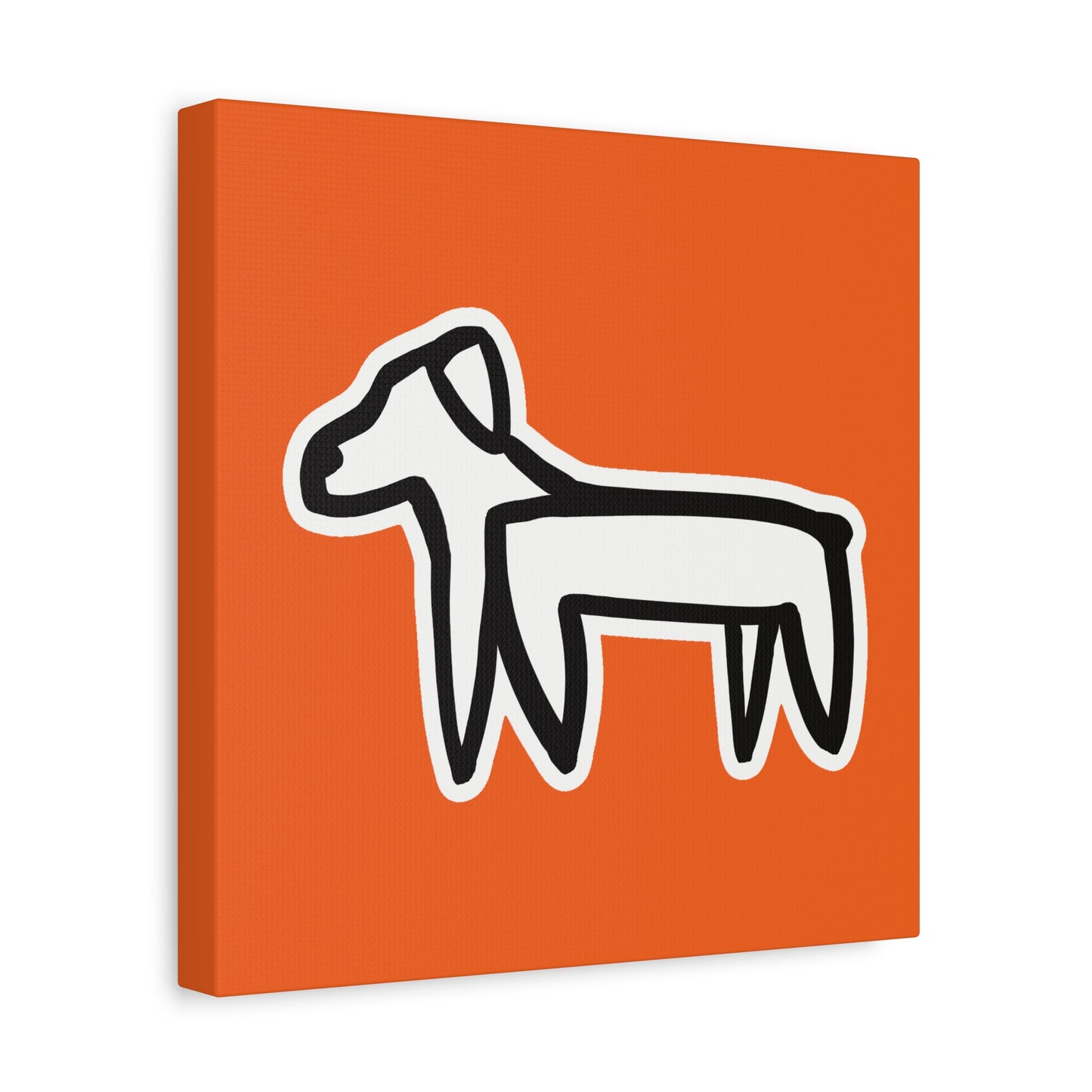 Dog Canvas Print on Orange (Sticker Style White Dog) - Dog Art Print