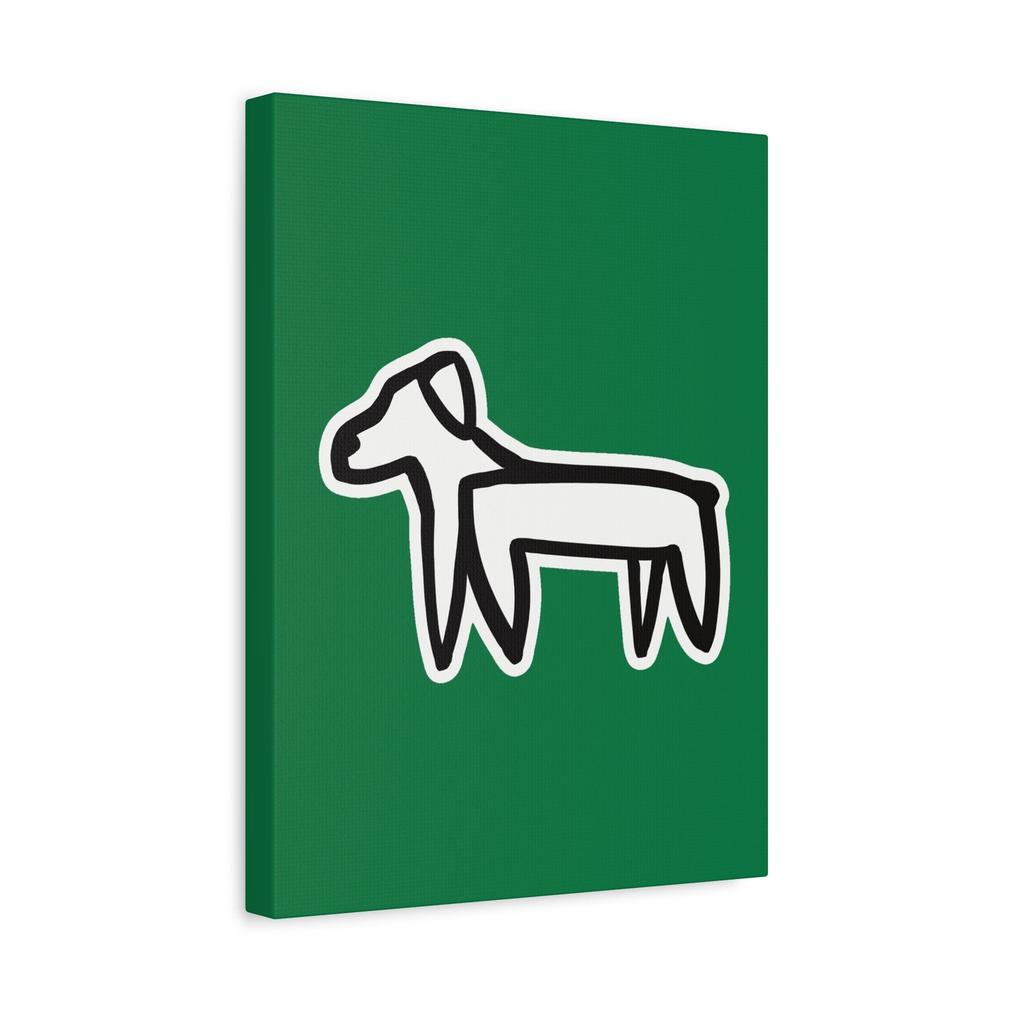 Dog Canvas Print on Green (Sticker Style White Dog) - Dog Art Print