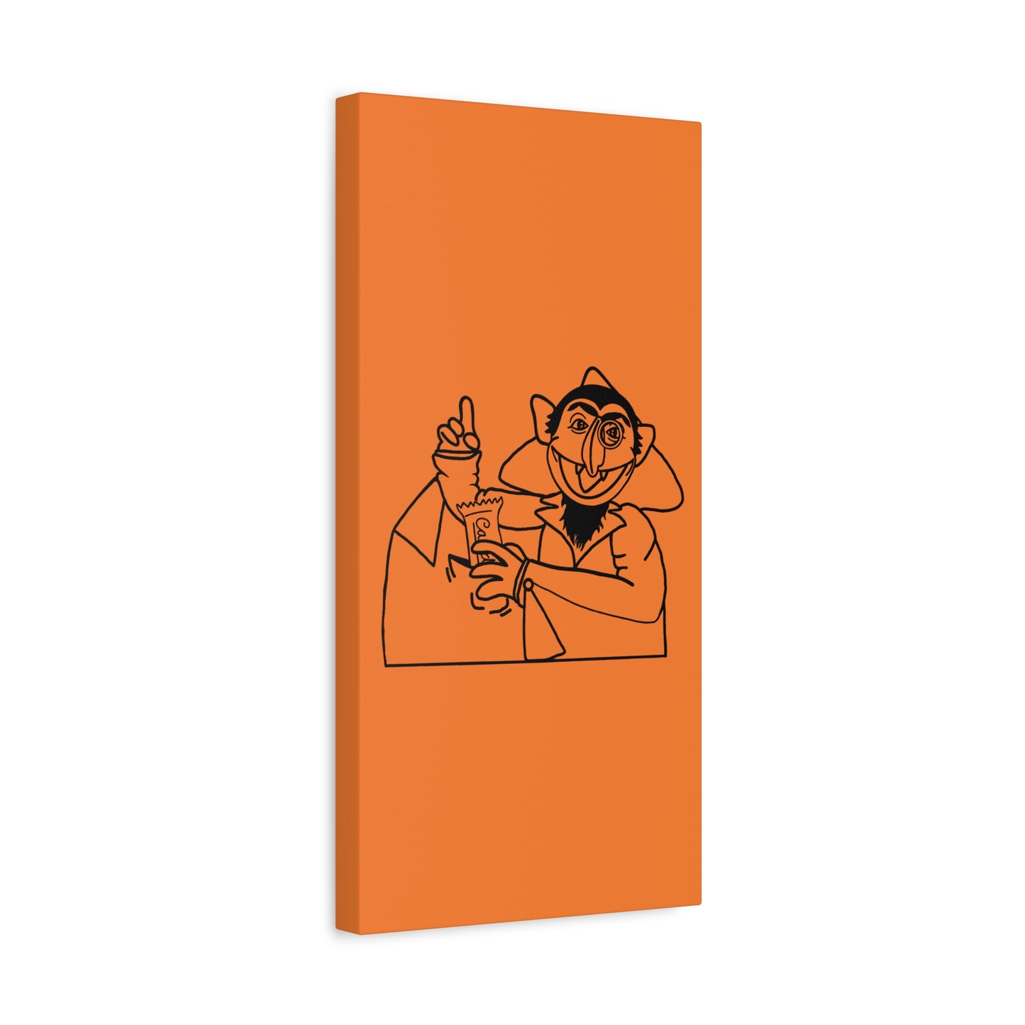 The Count Stealing Candy Outline Canvas Print Light Orange - Sesame Street The Count Parody Art