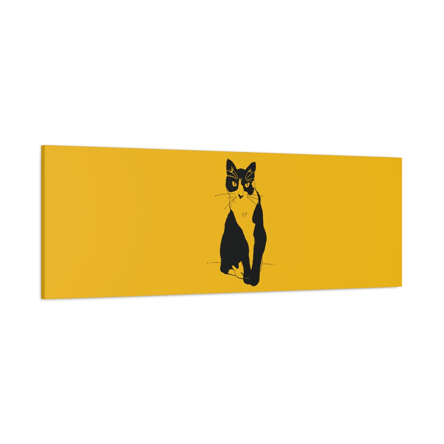Cat Canvas Print on Yellow (Transparent Style Cat) - Cat Drawing Art