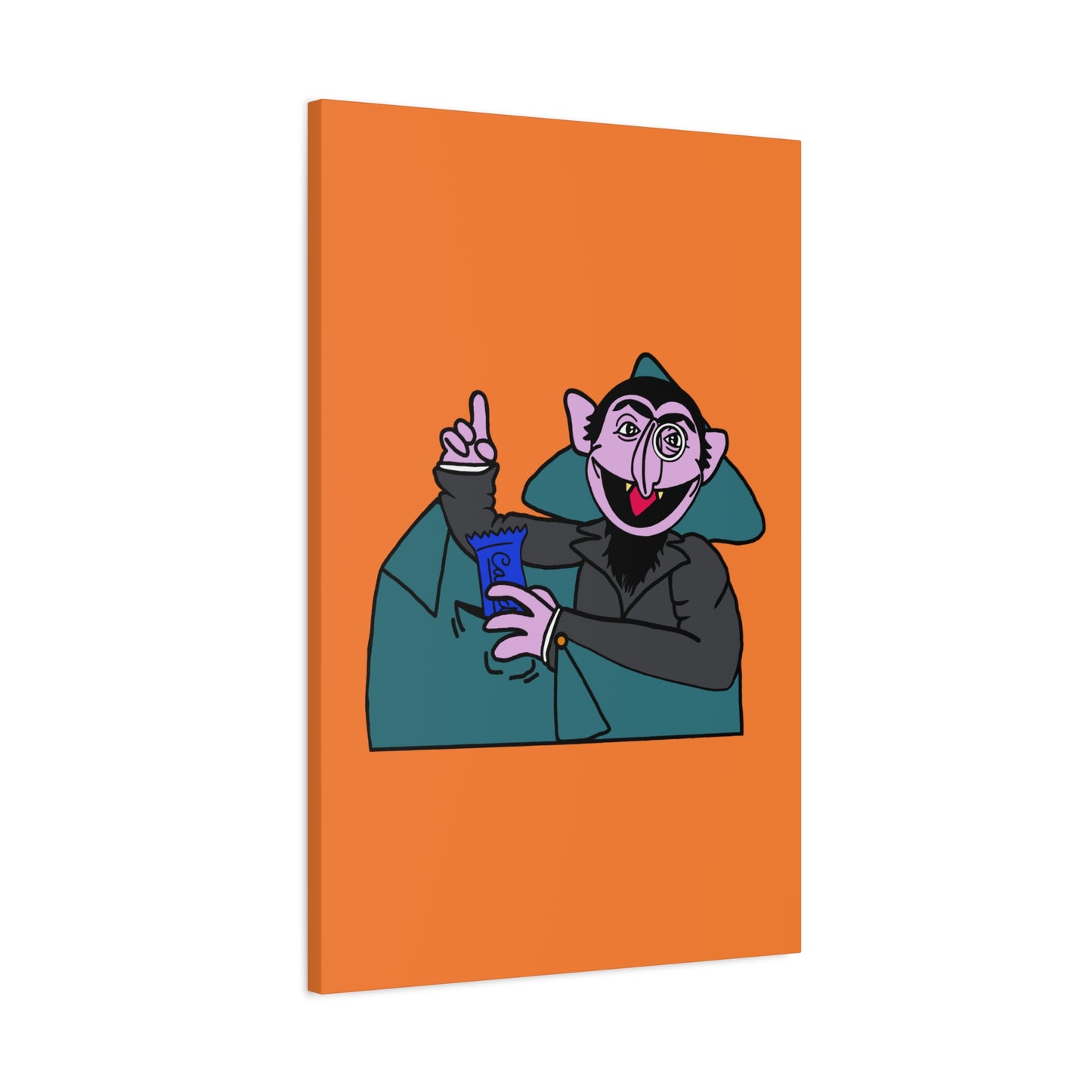 The Count Stealing Candy Canvas Print Orange - Sesame Street The Count Parody Art