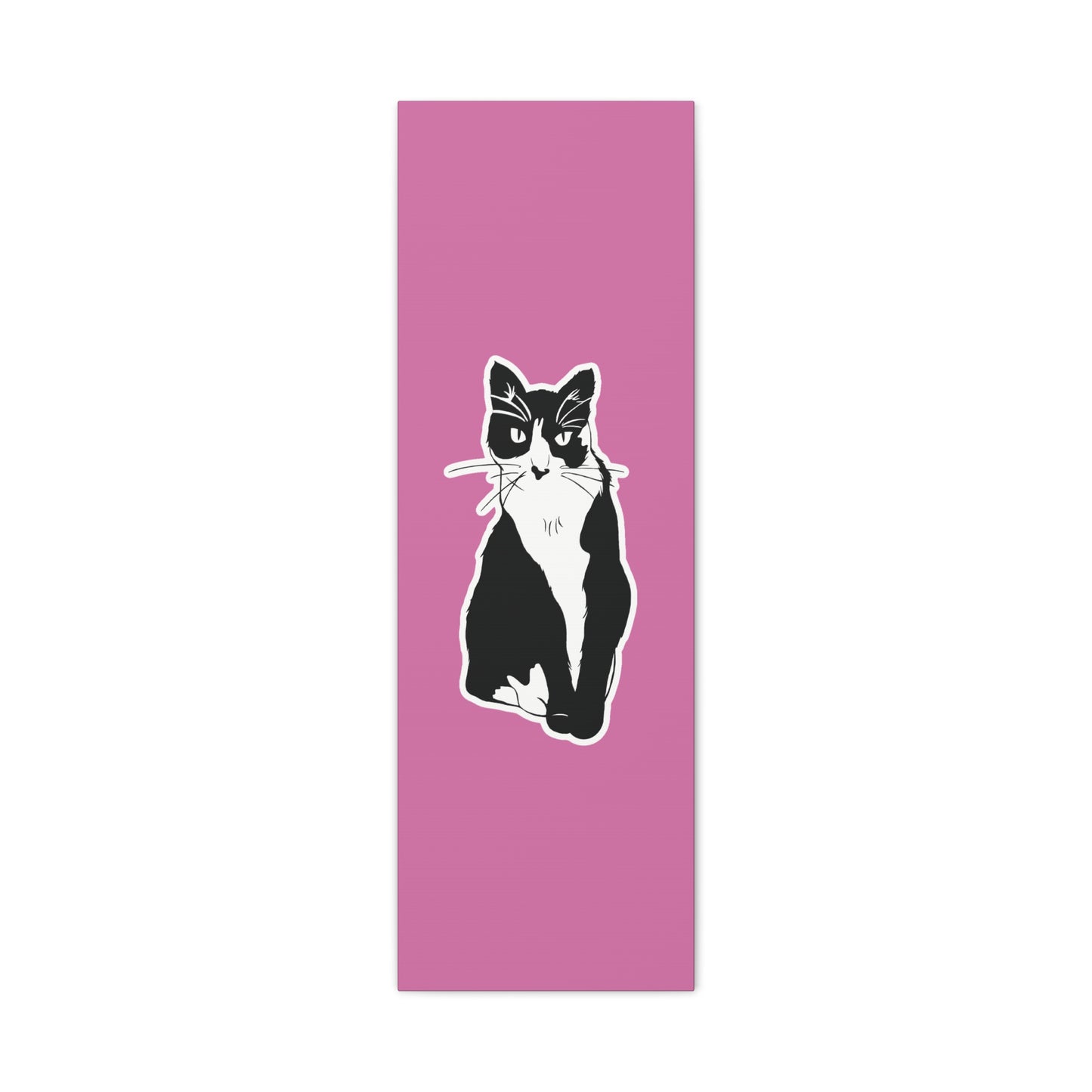 Cat Canvas on Light Pink (Sticker Style Cat) - Cat Drawing Art